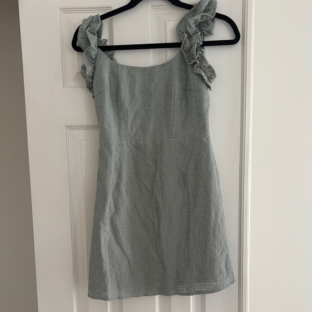 Ruffled Sleeveless Dress in sage green